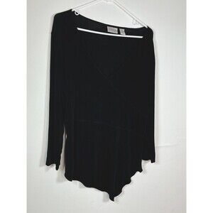 Chicos 2 L Criss Cross Front Travelers Asymmetrical Black Long Sleeve  Top (15)